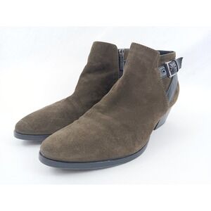 AQUATALIA Farin Suede Buckle Ankle Boots Brown Brushed Oil Women‎ Size 10M Italy